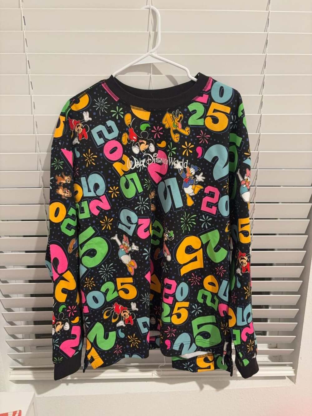 Disney Parks Walt Disney World 2025 All-Over Print Long Sleeve Shirt Size L
